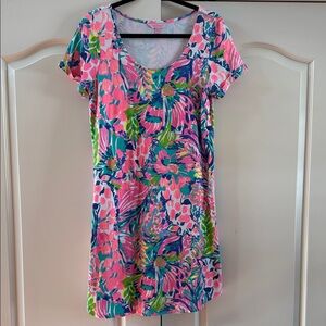 Lilly Pulitzer Pink and Green Floral Mini Dress